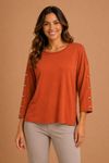 BLUSA AMPLA BOTOES TERRACOTA